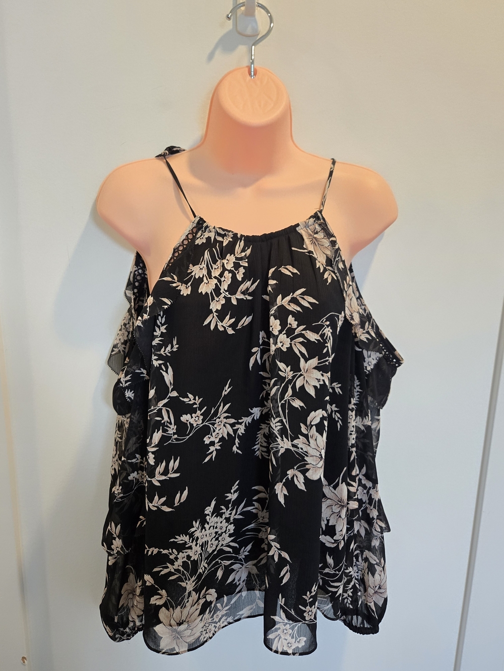 Ever New Black Floral Cold-Shoulder Camisole